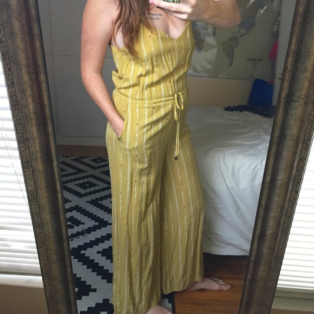Final Touch Mustard Yellow thin strap jumpsuit